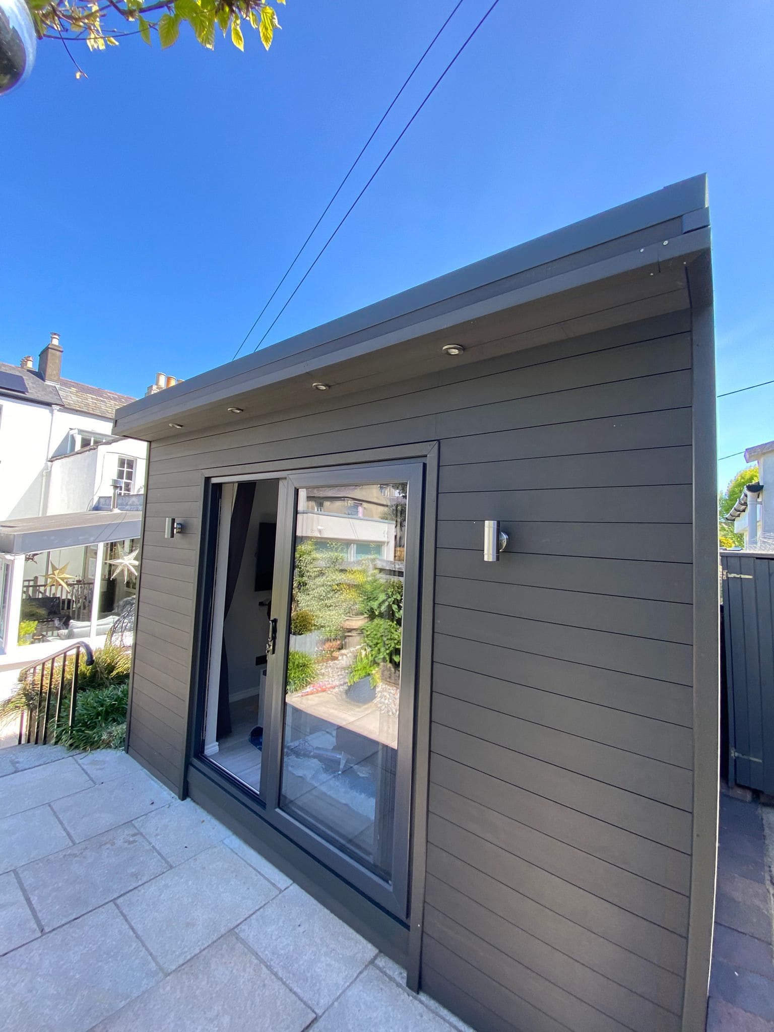 Completed garden room extension with anthracite cladding – Dublin